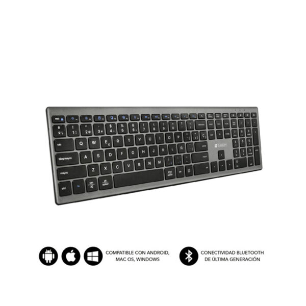 Subblim-Subkb-2Pue201-Pure-Extended-Teclado-Delgado-Inalambrico-Bluetooth-Gris