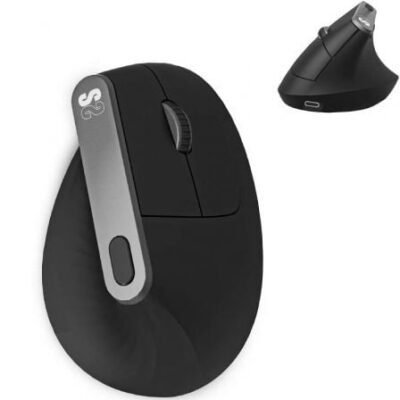 Ratón Ergonómico Inalámbrico por Bluetooth/ 2.4GHz Subblim Nature Vertical Ergo Dual Battery/ Batería Recargable/ Hasta 4000 DPI/ Negro