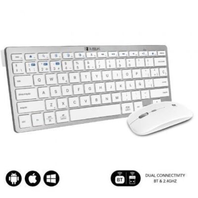 Teclado y Ratón Inalámbrico Subblim OCO010 Combo Multidispositivo Compacto/ Plata